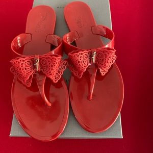 Salvatore Fergana Flip Flop red sandals with bow